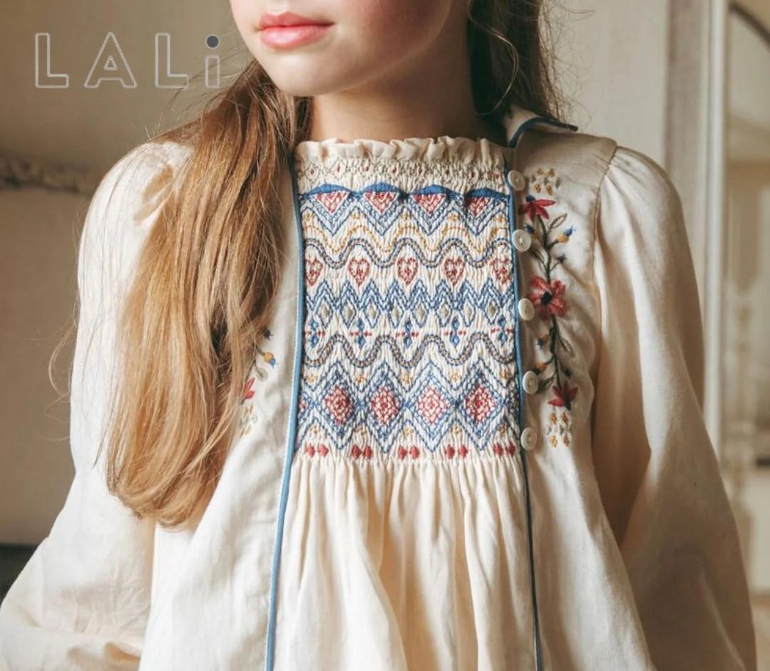 25AW新作未使用タグ付き★ Lali Kids エンブロイダリーワンピ 8Y