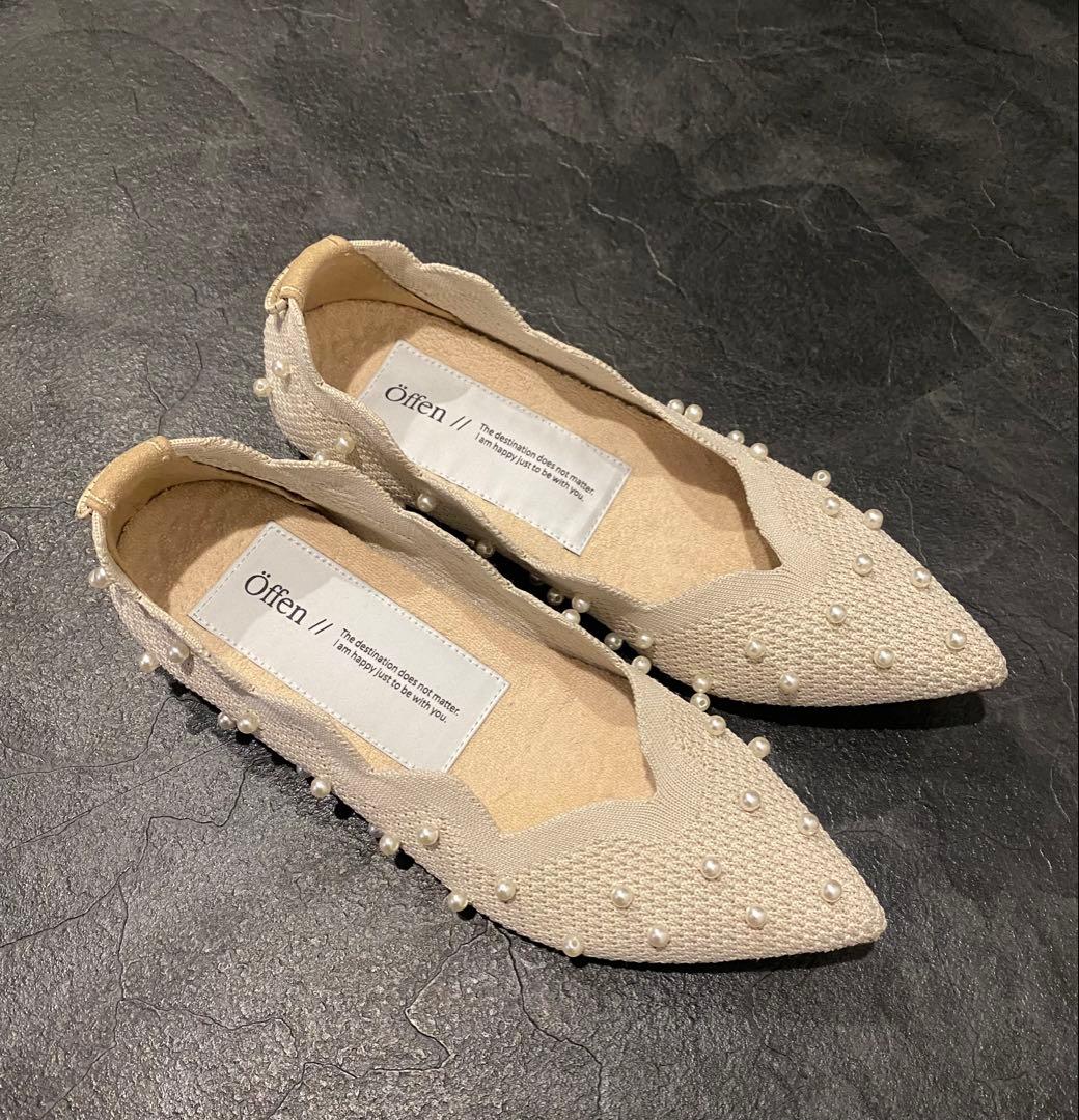 Offen オッフェン パールスカラップパンプス