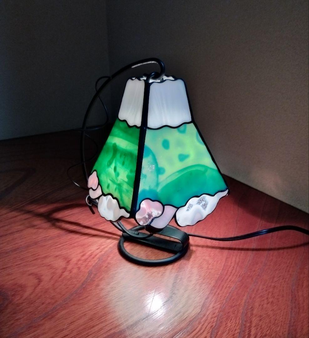 ステンドグラスランプ　富士山　春