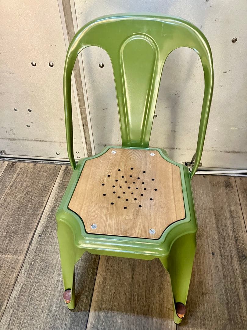 美品　マルチプルズⅡ チェア　関家具　スチール　合板　グリーン系