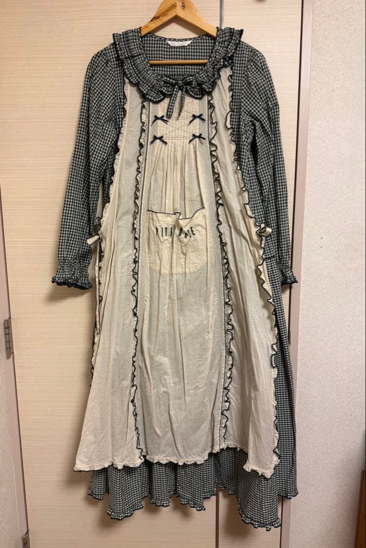 ピンクハウス エプロン付きアースギンガムワンピース