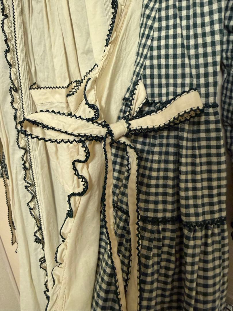 ピンクハウス エプロン付きアースギンガムワンピース