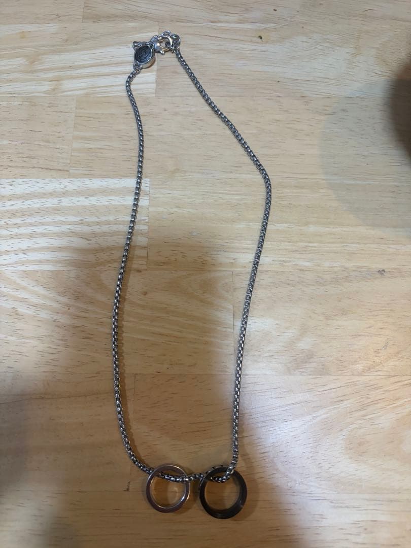 DIESEL ネックレス ダブルリング シルバー ブラック