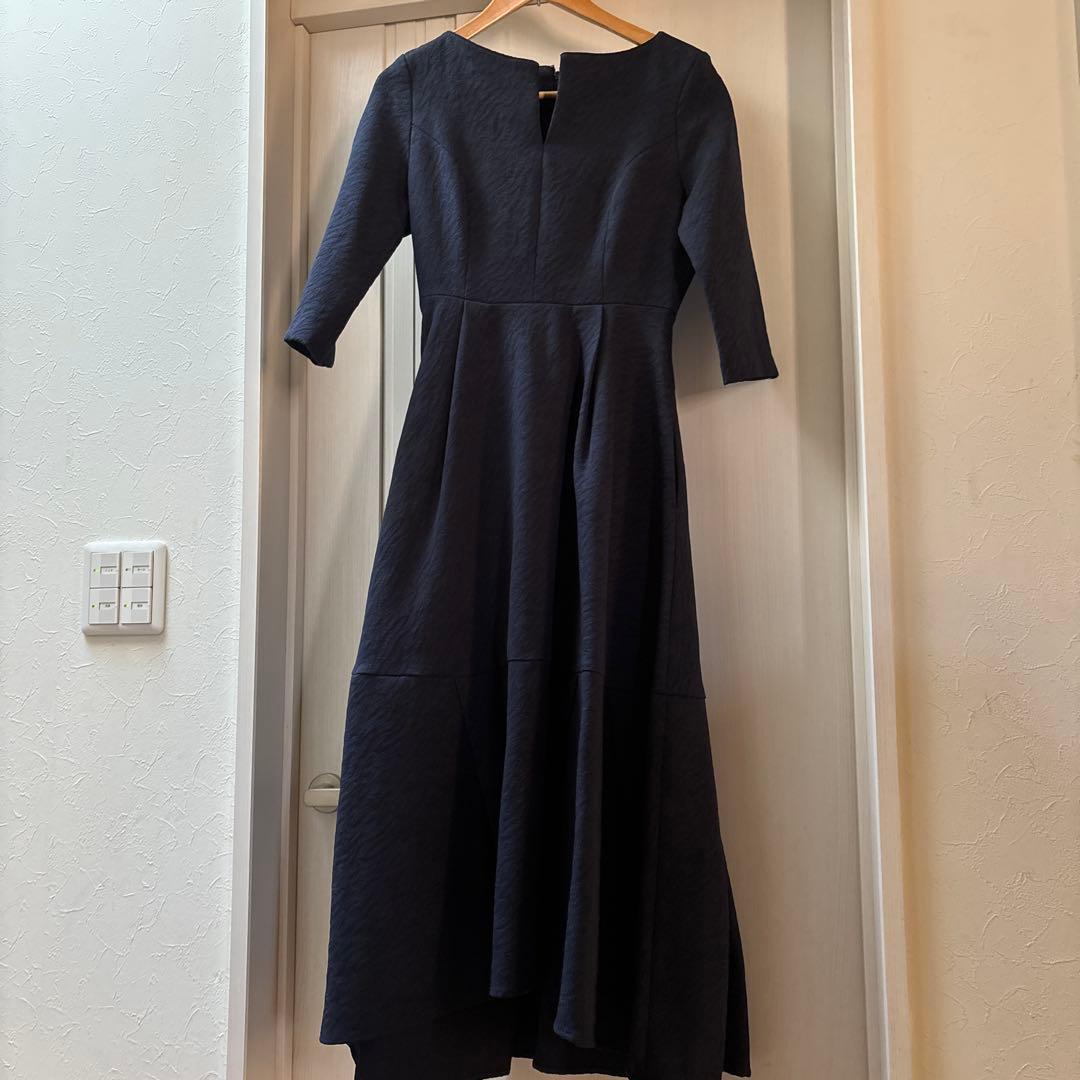 ローブブラン　新品　Keyneck Jacquard Dress M ネイビー
