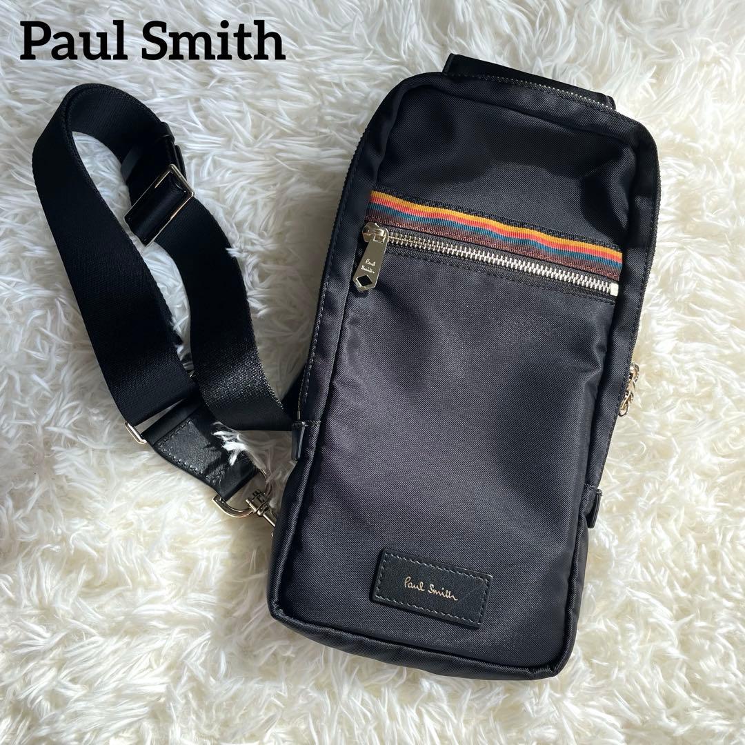 ポールスミス ボディバック ショルダーバッグ レザー ロゴ マルチストライプ