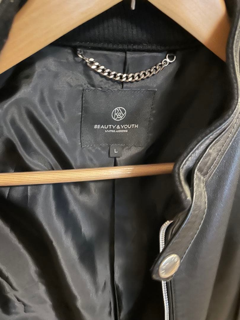 BEAUTY&YOUTH ブラックレザーシングルライダースジャケット L
