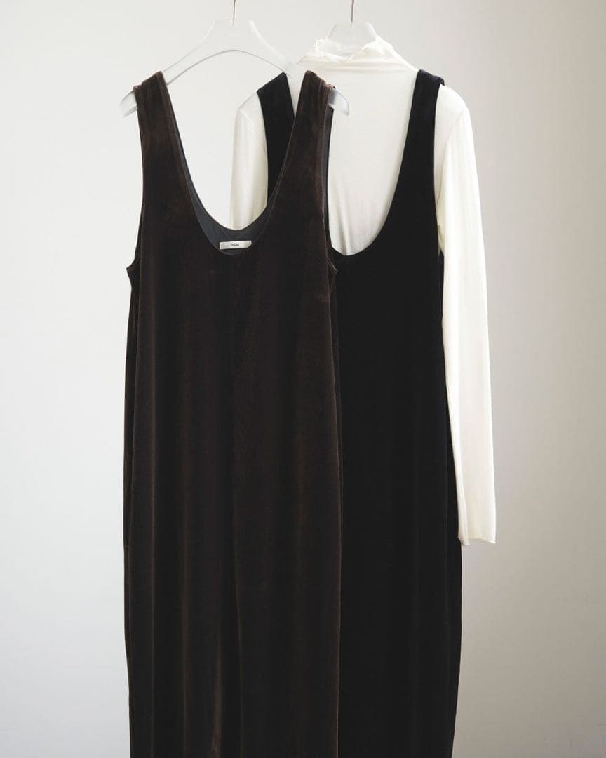anuke Velour Uneck Onepiece ブラウン 38