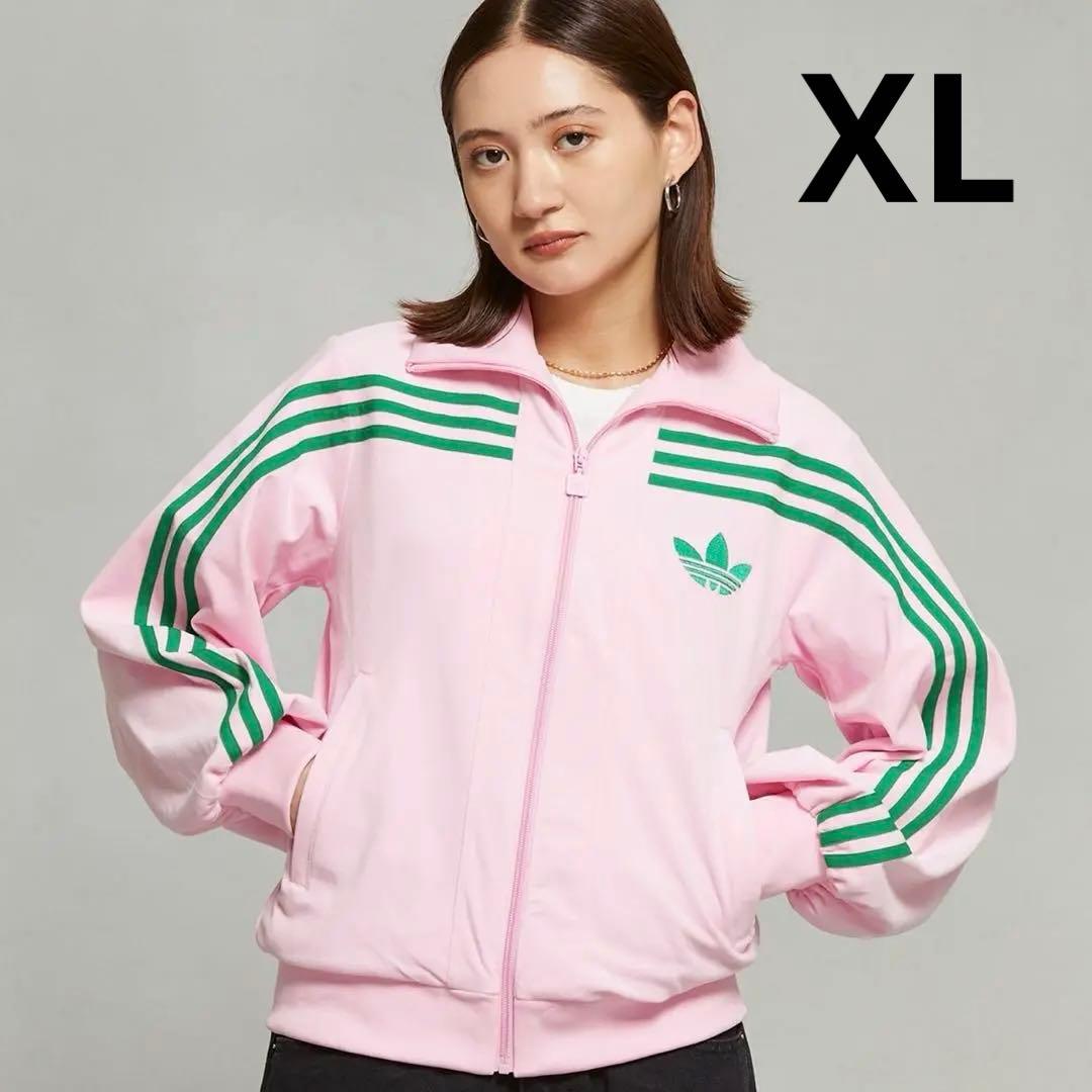 即完売 adidas バルーンスリーブ トラックジャケット ピンク ベロア XL