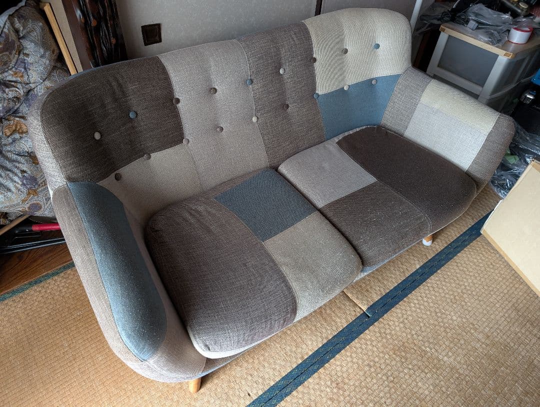 パッチワークデザイン 2人掛けソファ