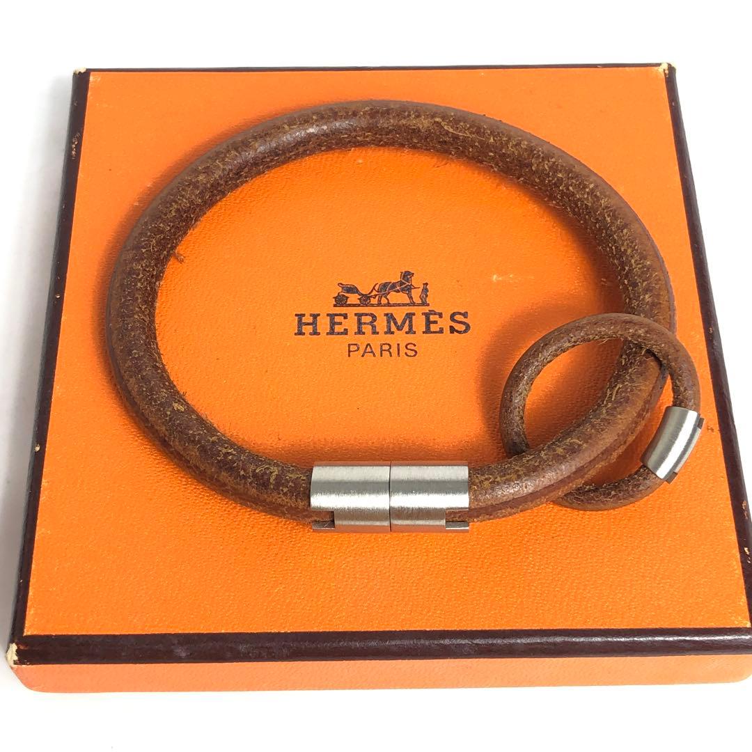 HERMES エルメス バングル リング 2点セット イオタ レザー H金具