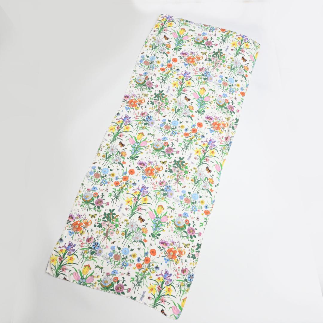 47613★GUCCI グッチ スカーフ 花柄　フローラ柄 ストール　ショール