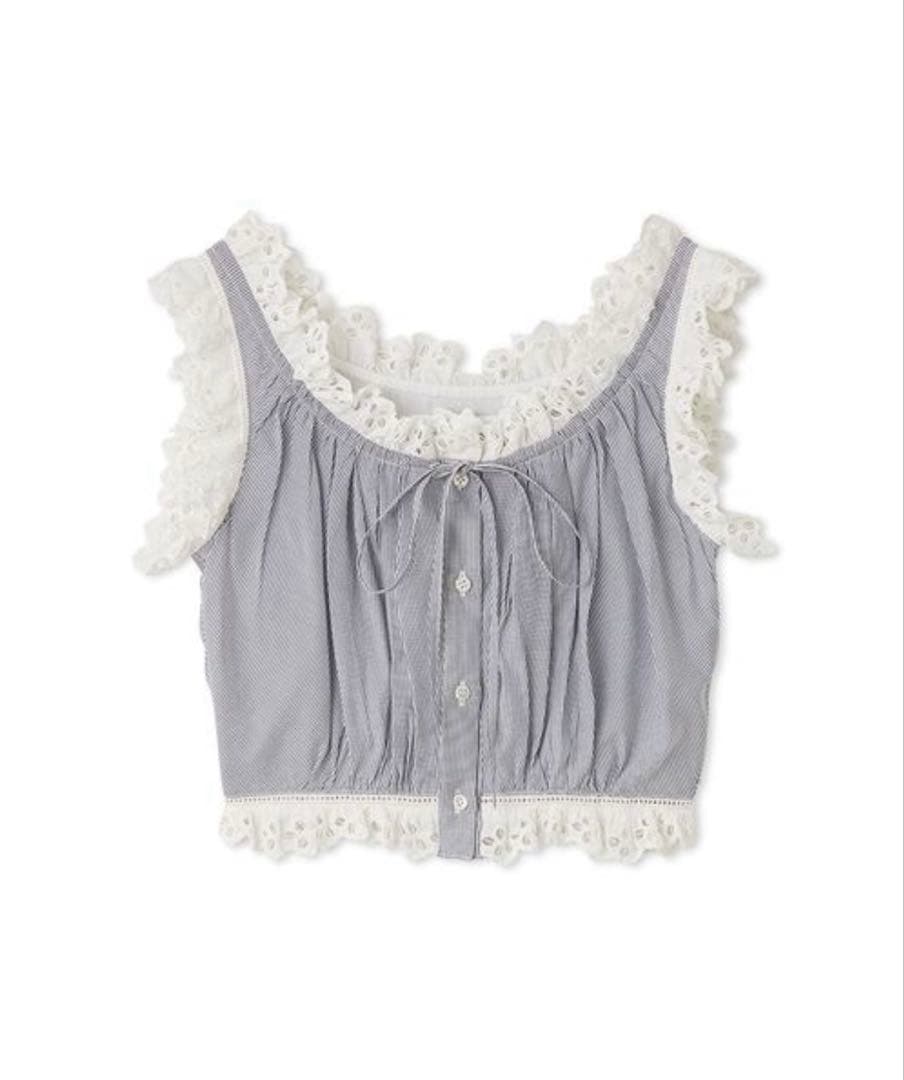 クロップドコットンフリルブラウス　snidel