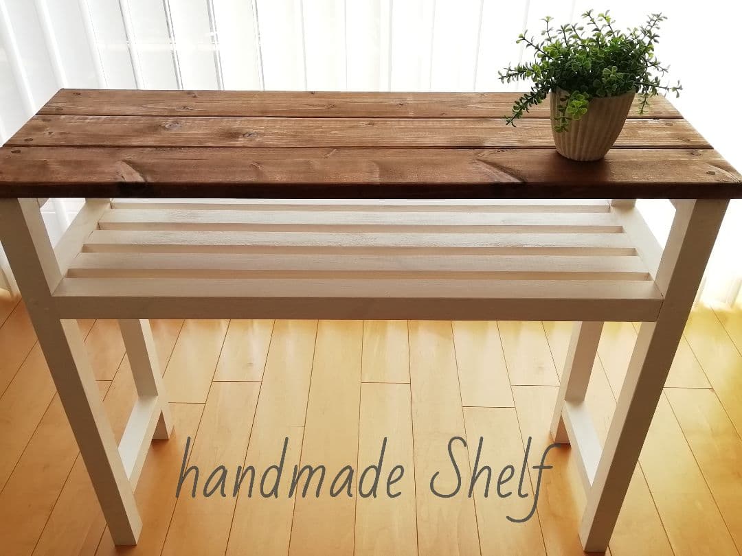 ウッドシェルフ/テーブル/棚/ホワイト【送料込み】