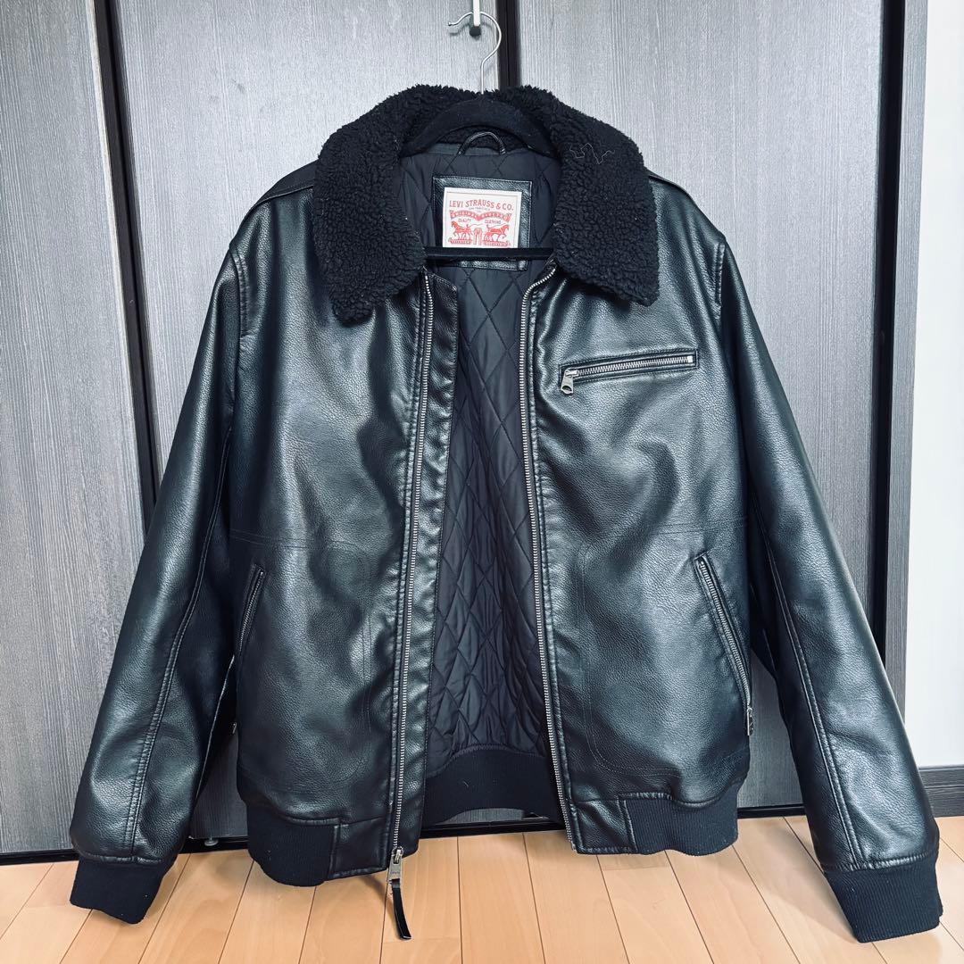 【米国モデル】LEVI’S leather jacket black Lサイズ