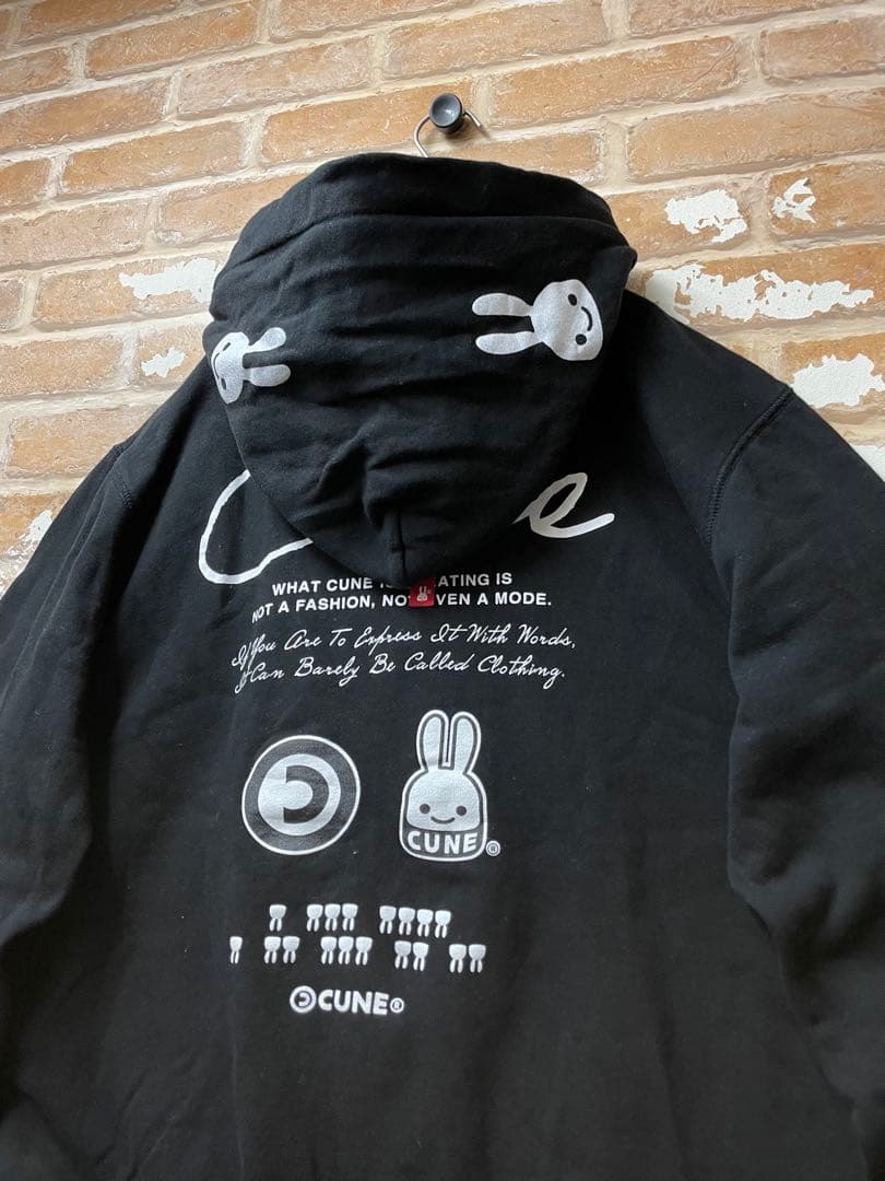 CUNE キューン　パーカー　ジップパーカー　黒　ダブルジップ　y2k XL