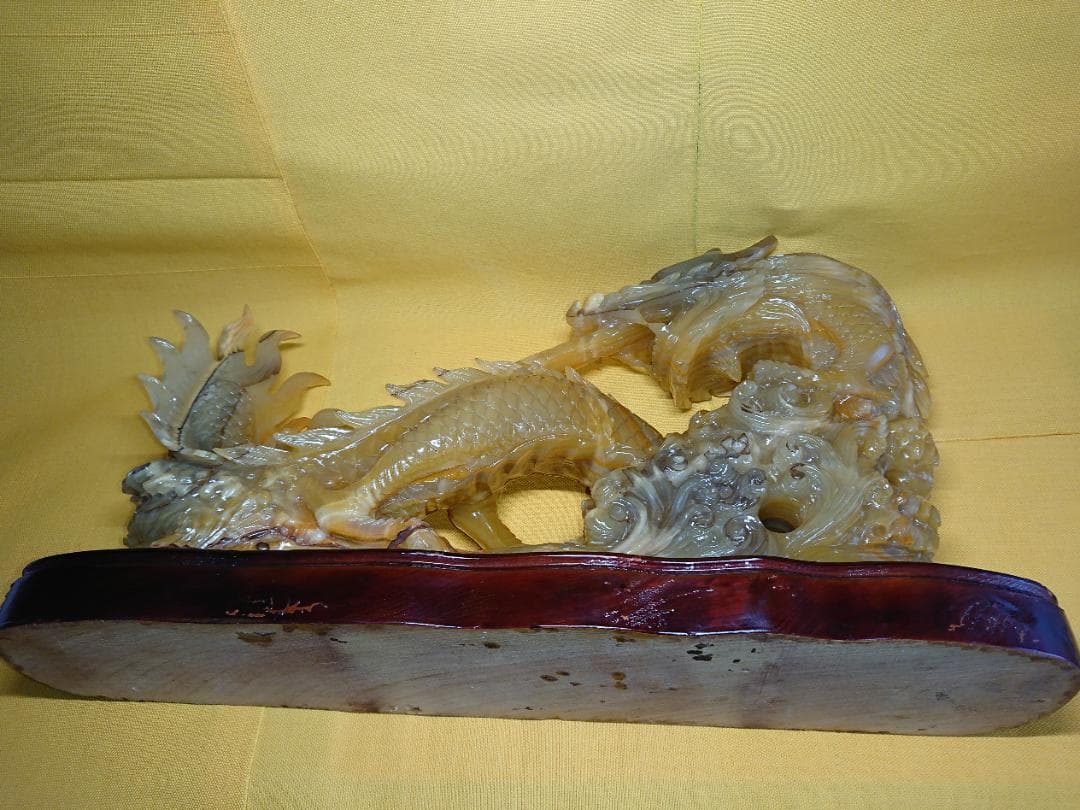 【美品】大型　龍　天然石　彫刻　古玩　置物　インテリア　工芸品　美術品　A9