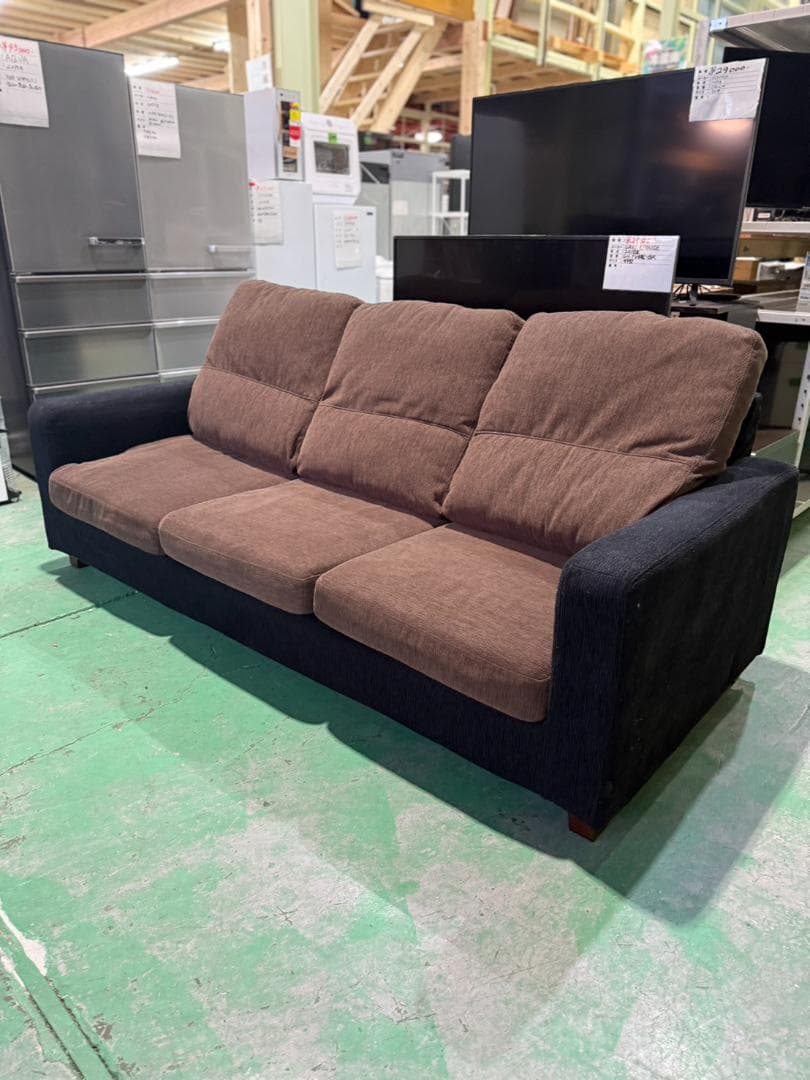 ブラウン ブラック 3人掛けソファ 241
