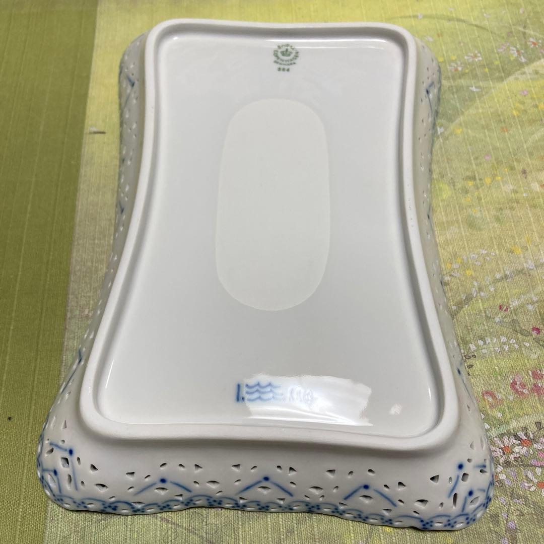 ロイヤルコペンハーゲン　ブルーフルーテッド　ダブルレース　スクエアプレート