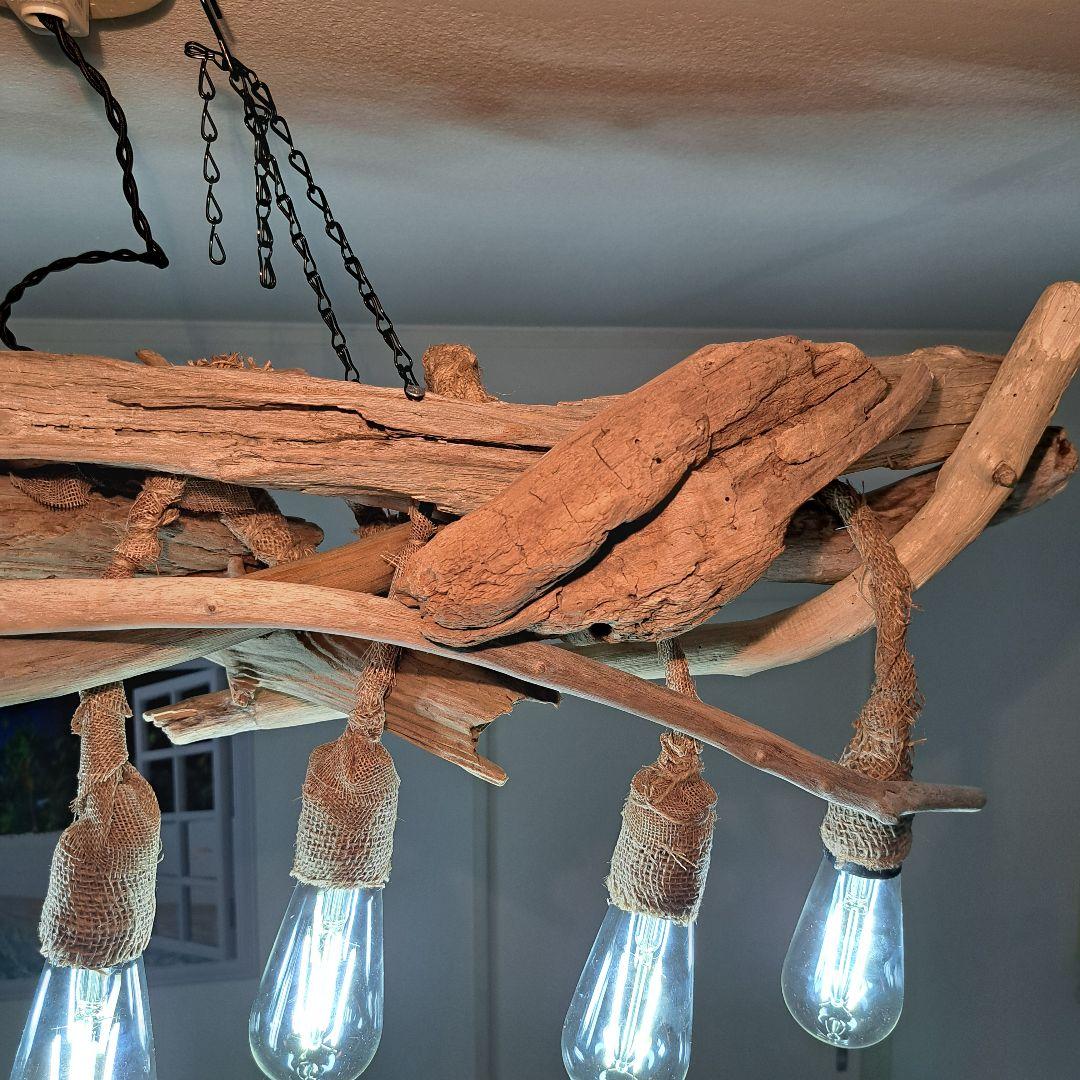 流木ランプ　エジソンwhite付　淡い明かりでお部屋をおしゃれに　6灯タイプ