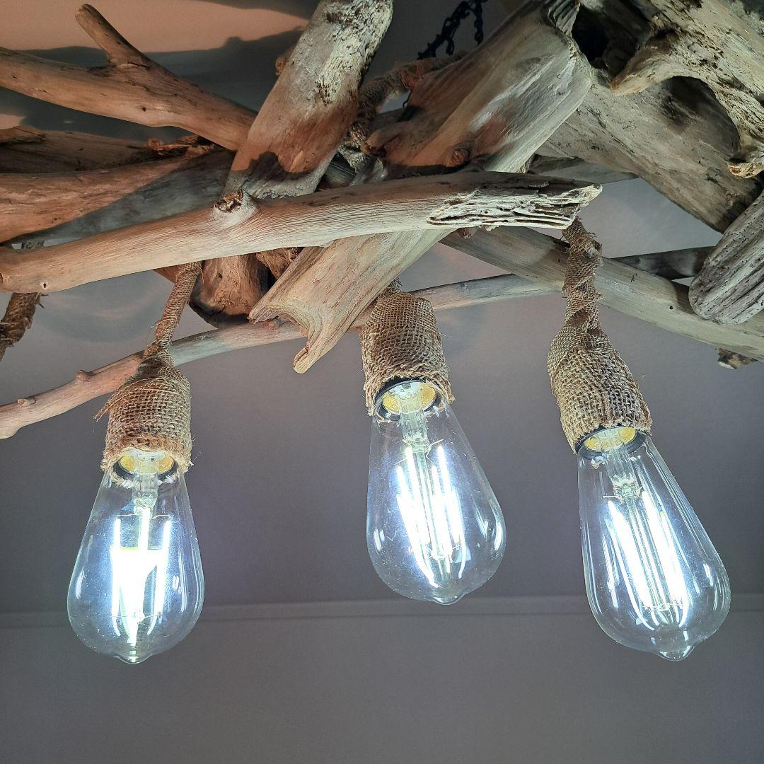 流木ランプ　エジソンwhite付　淡い明かりでお部屋をおしゃれに　6灯タイプ