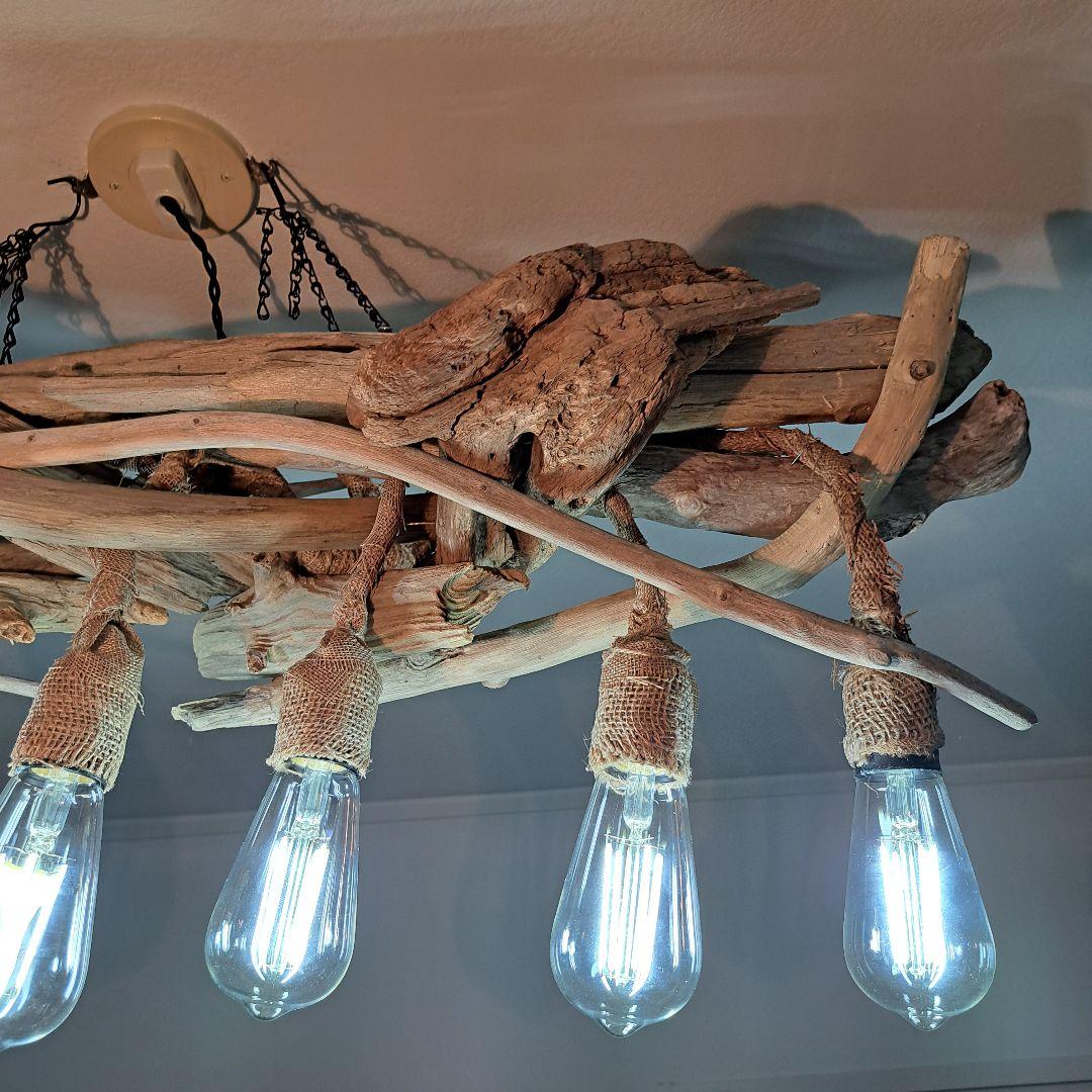 流木ランプ　エジソンwhite付　淡い明かりでお部屋をおしゃれに　6灯タイプ