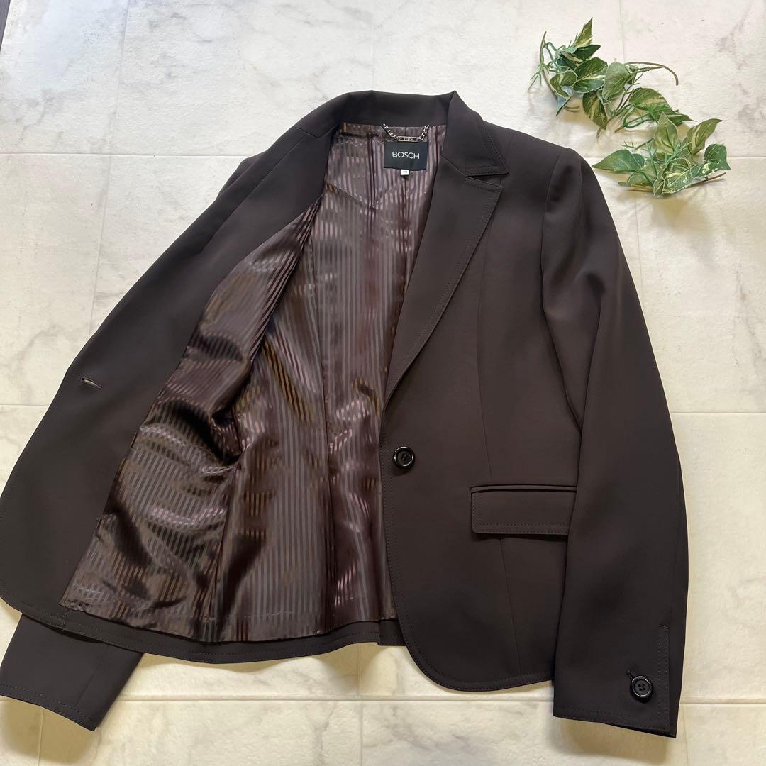 極美品　BOSCH パンツスーツ　テーラードジャケット　40/38 ブラウン