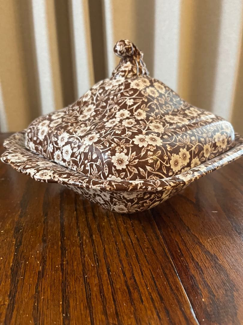 イギリス　ヴンテージ　バーレイ　burleigh ブラウンキャリコケース