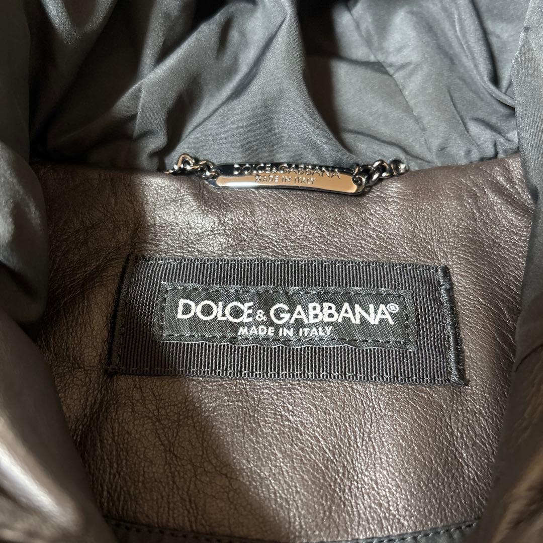 ☆Dolce & Gabbana ☆ブラック☆レザー✖️ナイロンジャケット☆48☆