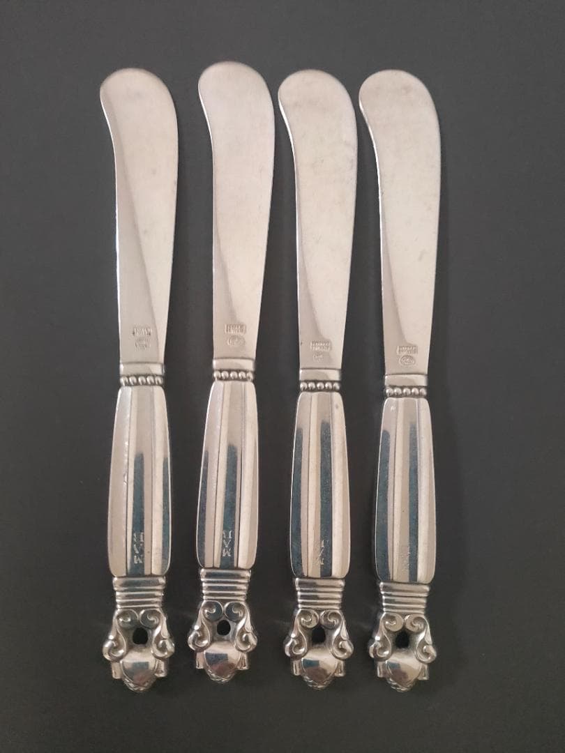 ジョージジェンセン エコーン バター ナイフ 4本 純銀製 アンティーク