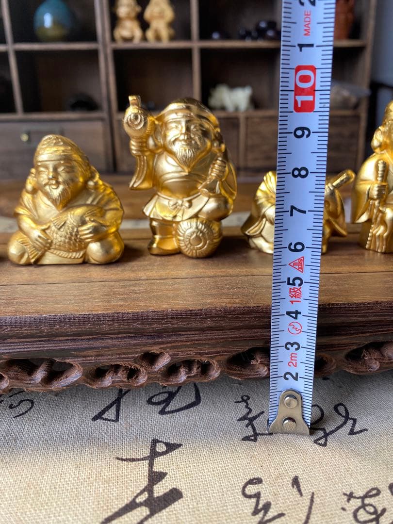 花台付き　七福神 大黒天 恵比寿天 置物 縁起物 金色 7体セット 商売繁