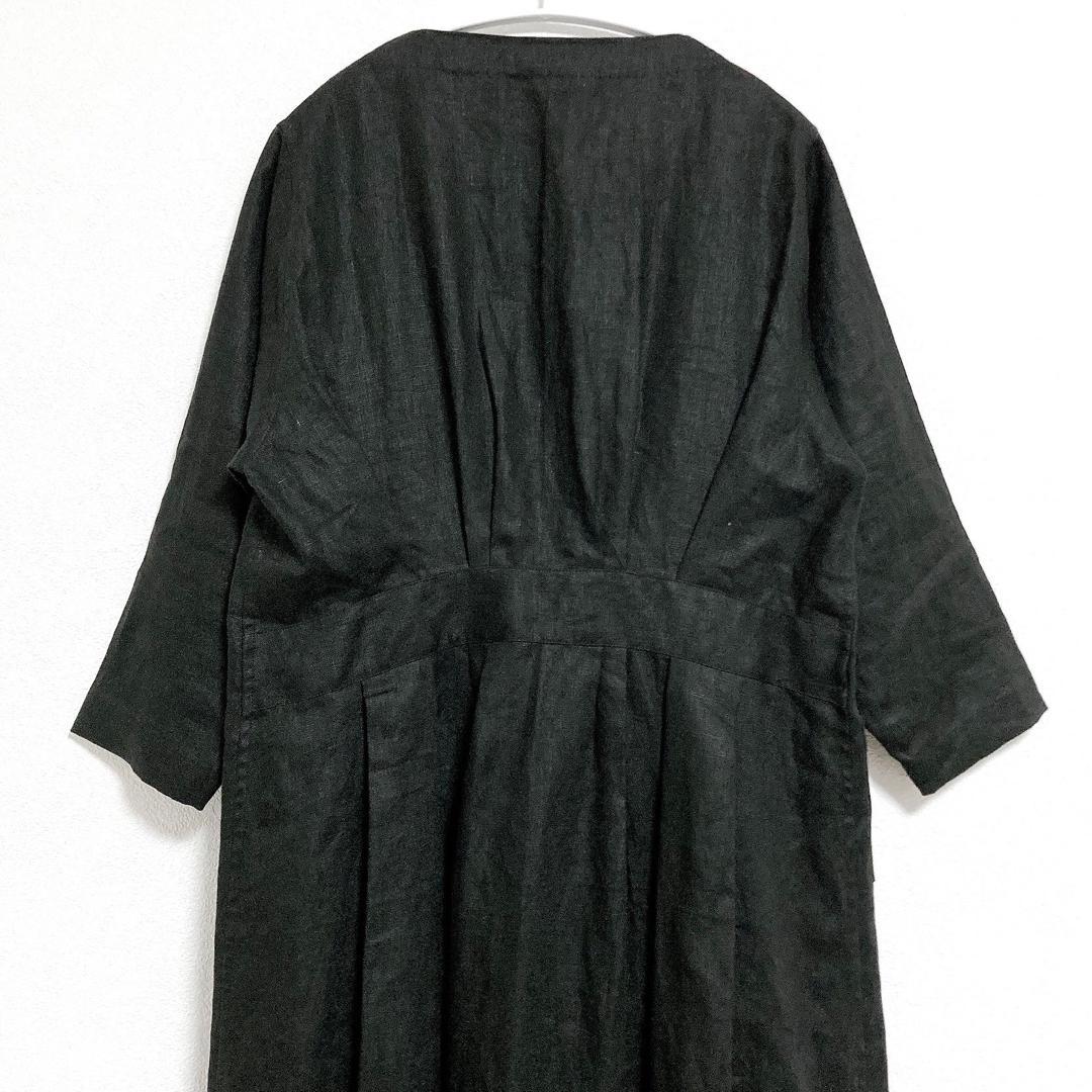 働衣　ドーイ　DOI　リネン　ガウン　ロング　コート　黒　F