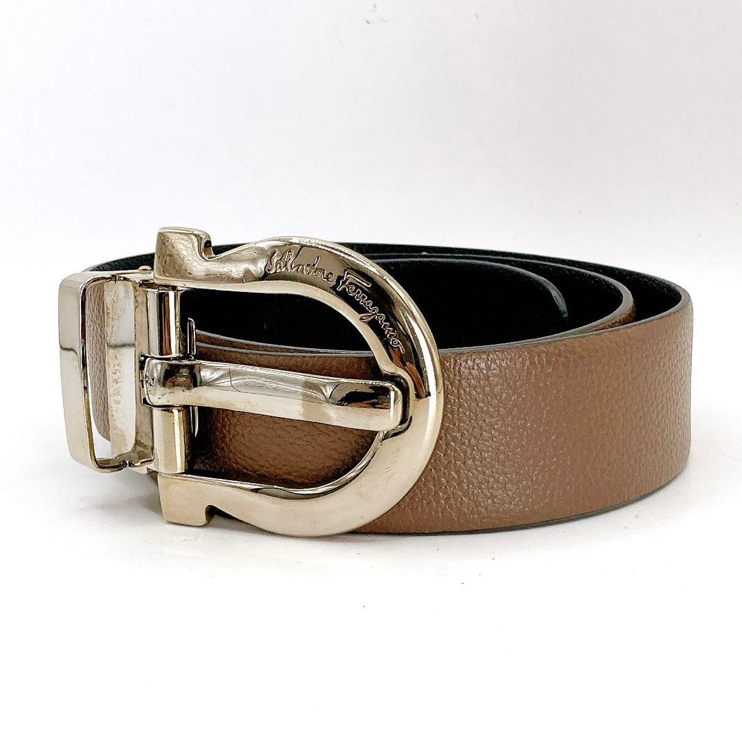 美品✨Ferragamo フェラガモ　ベルト　レザー　リバーシブル　ブラウン　黒