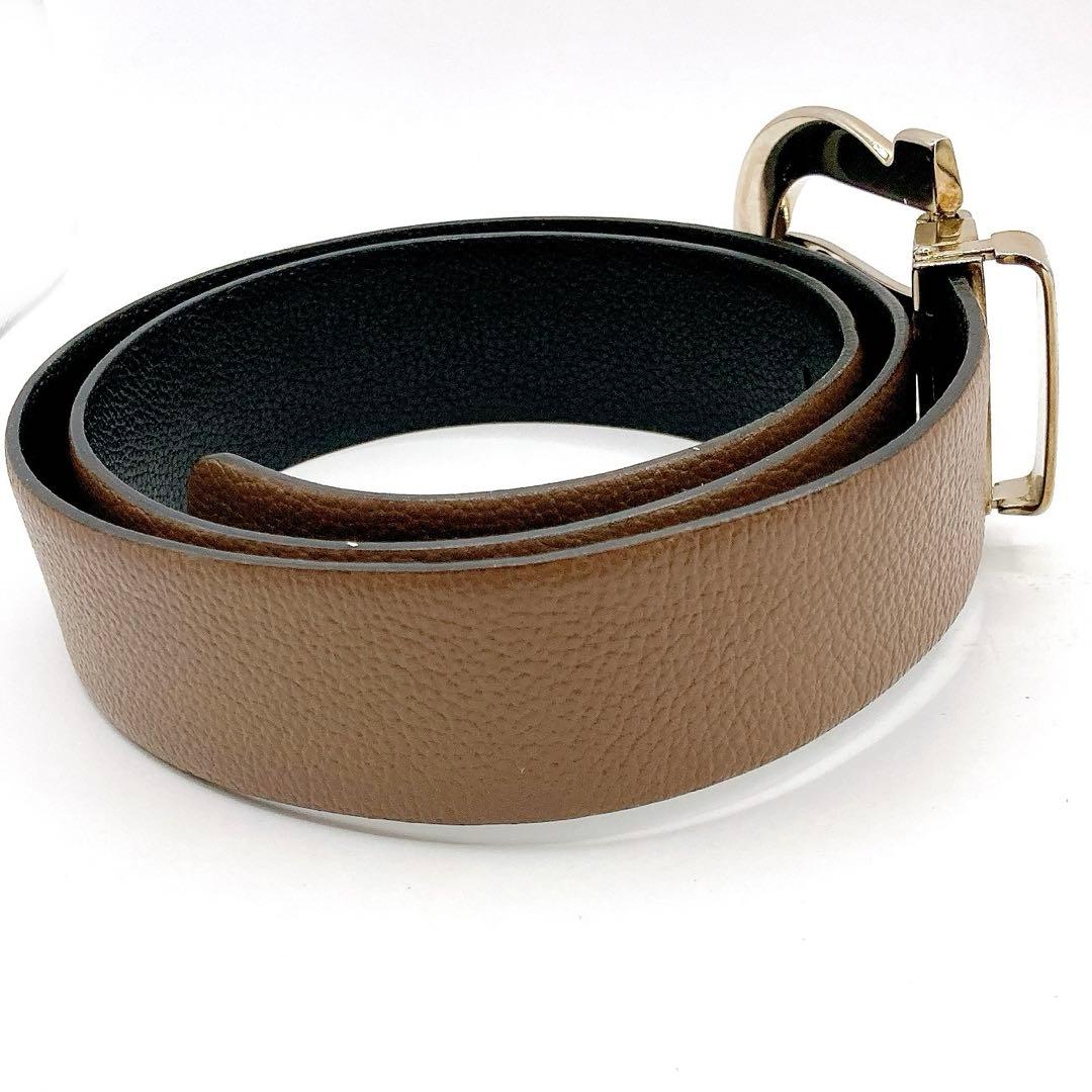 美品✨Ferragamo フェラガモ　ベルト　レザー　リバーシブル　ブラウン　黒