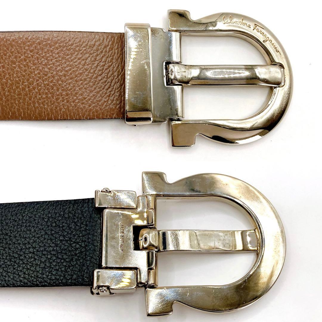 美品✨Ferragamo フェラガモ　ベルト　レザー　リバーシブル　ブラウン　黒