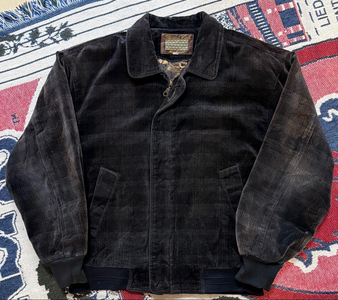 【古着】 old check patterned velour jacket
