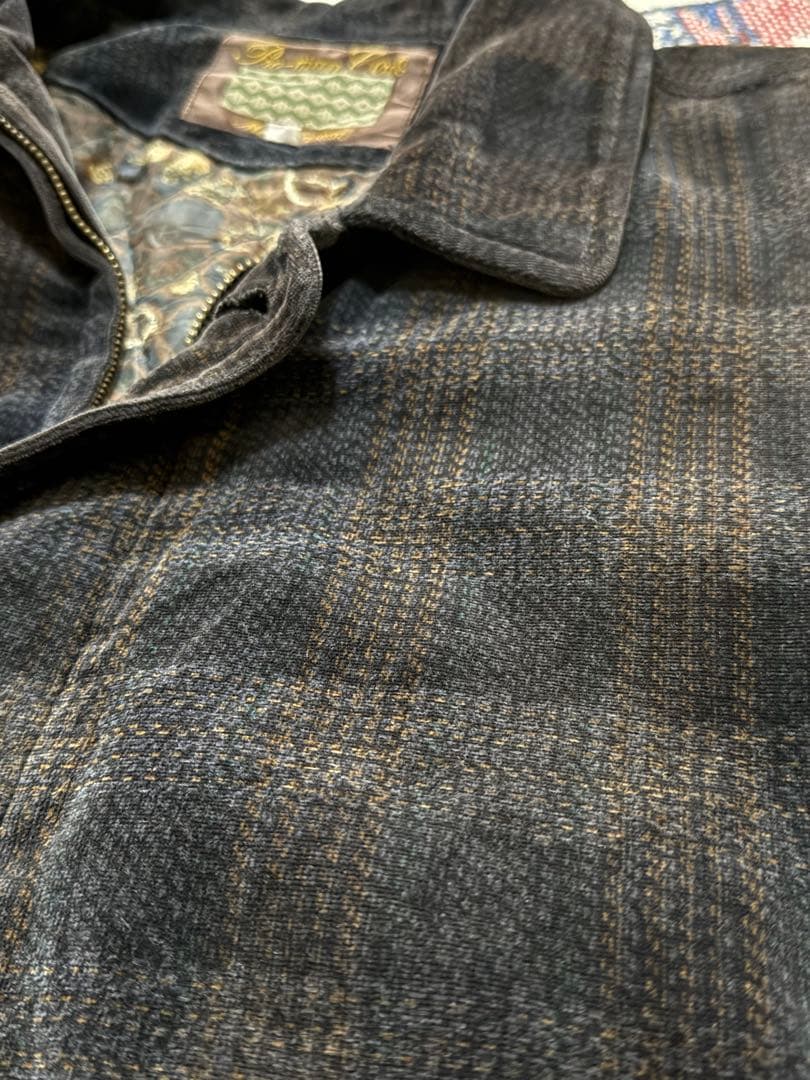 【古着】 old check patterned velour jacket