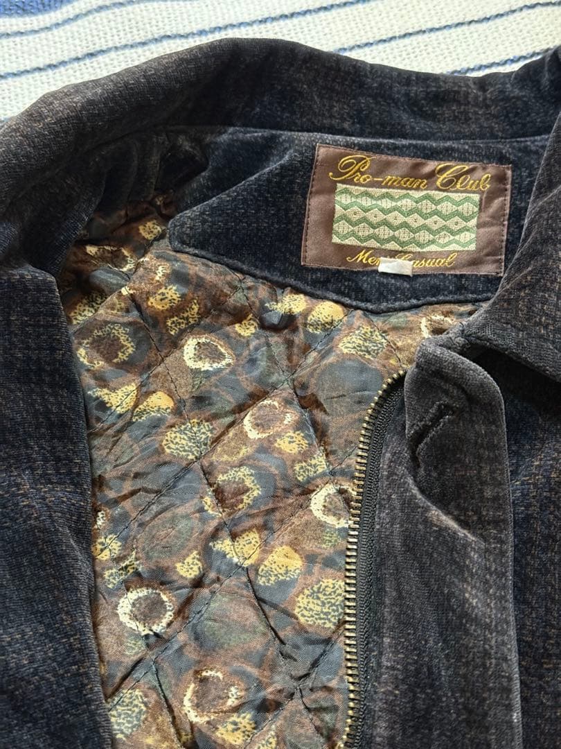 【古着】 old check patterned velour jacket