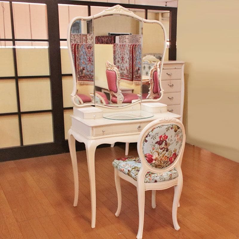 カンティーニュ ドレッサーデスク チェア ルーシー 猫脚 鏡台 白家具 コスメ