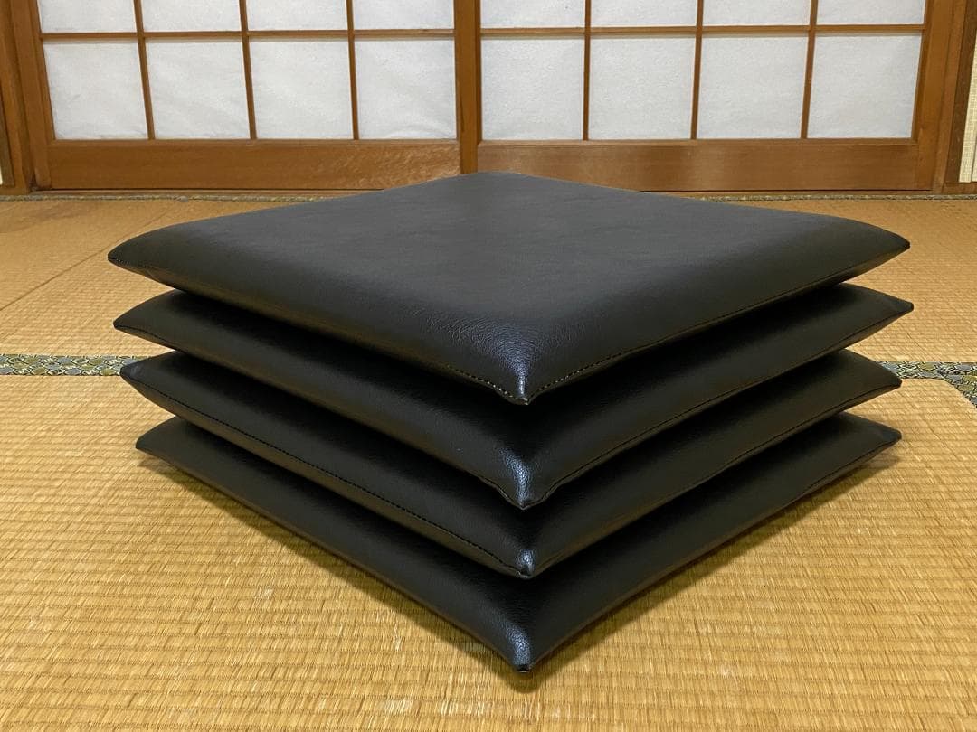 合皮レザー座布団（ブラック）8枚セット