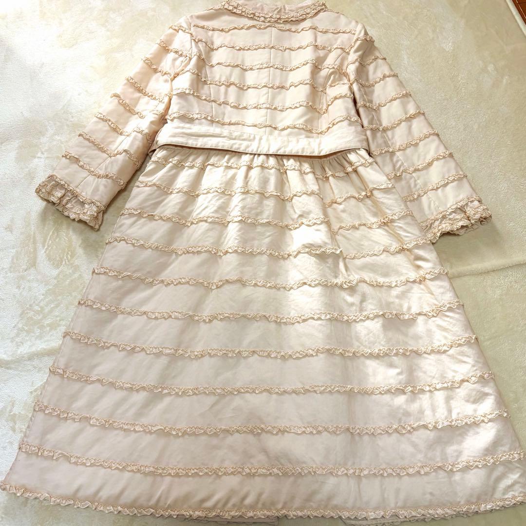 ピンクハウス　中綿入りコート　綿ローン　ピコフリル　くるみボタン　リボン【P57