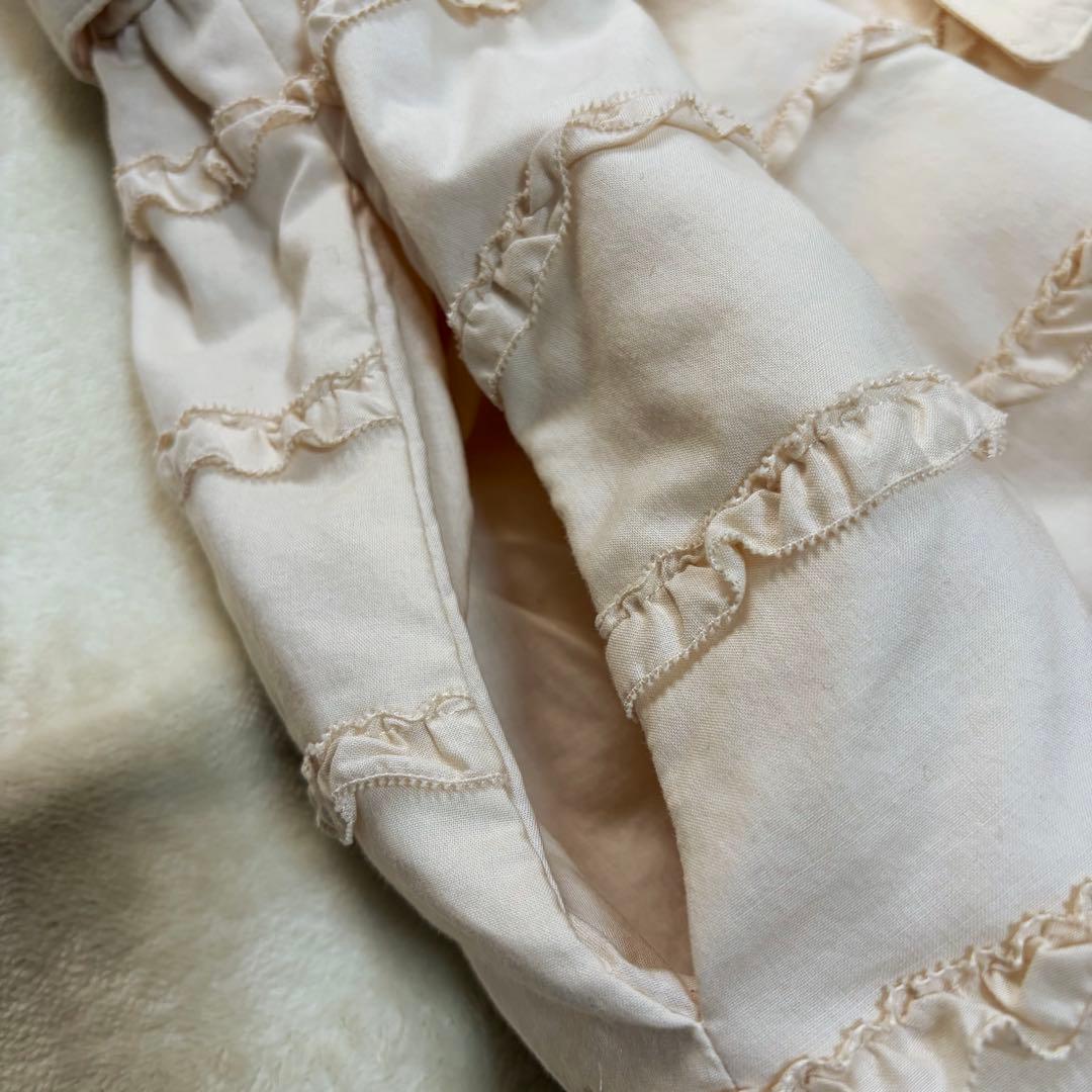 ピンクハウス　中綿入りコート　綿ローン　ピコフリル　くるみボタン　リボン【P57