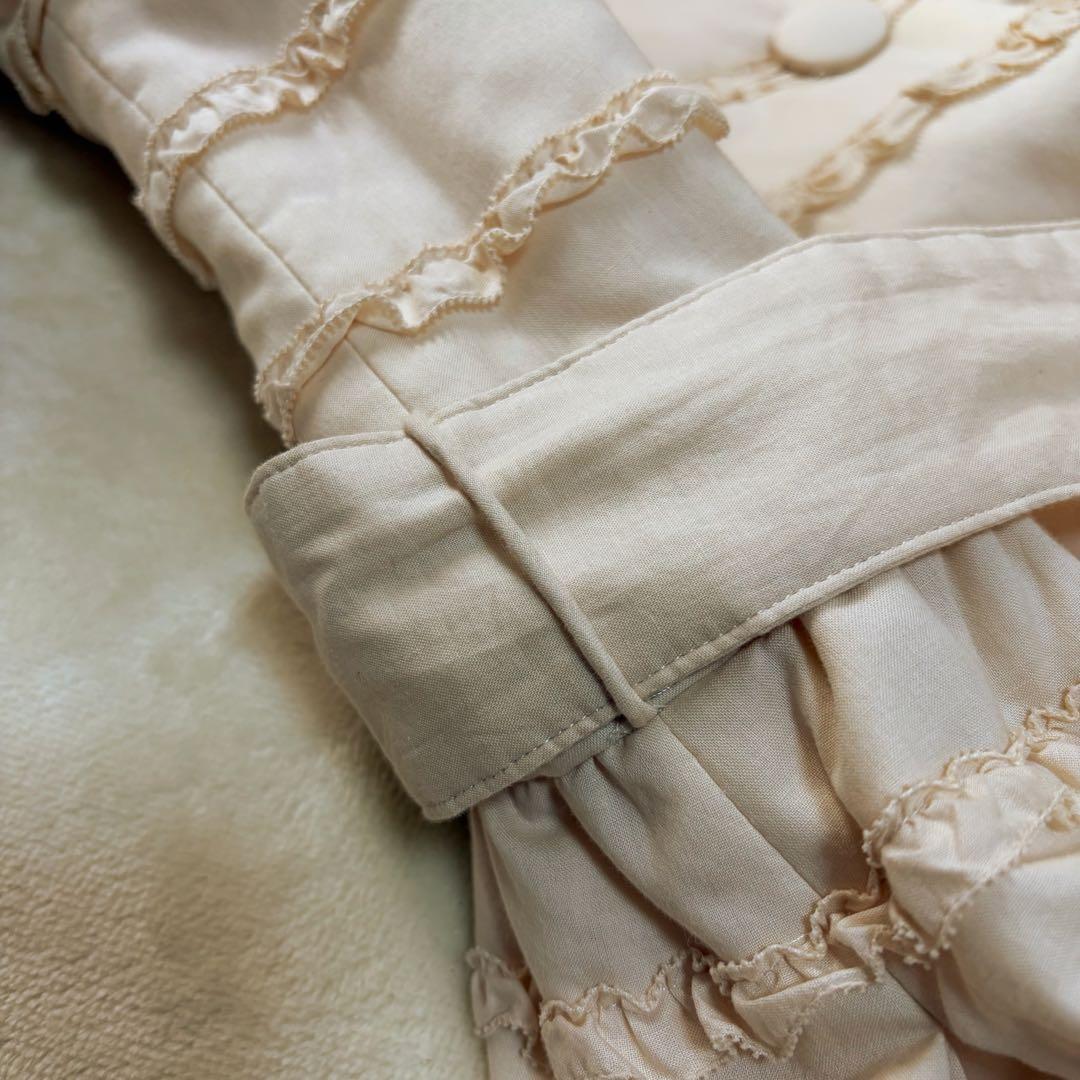 ピンクハウス　中綿入りコート　綿ローン　ピコフリル　くるみボタン　リボン【P57