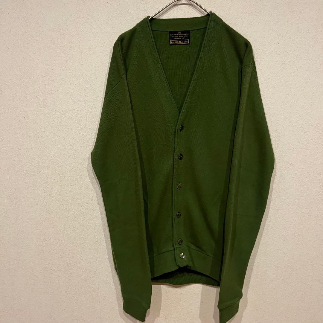 【美品】Sears シアーズ 70's アクリル カーディガン グリーン