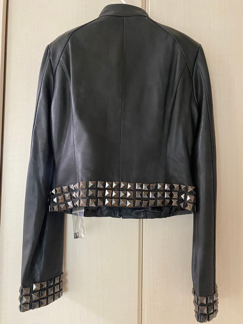 新品未使用 bebe ラムレザースタッズジャケット ブラック S
