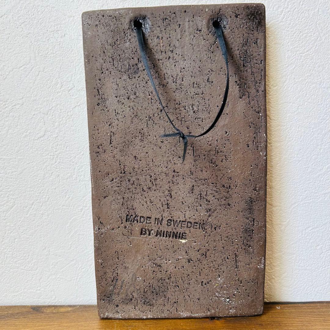 ニニー・フォースグレン 2羽の白いフクロウの陶板 23cm 1960年代