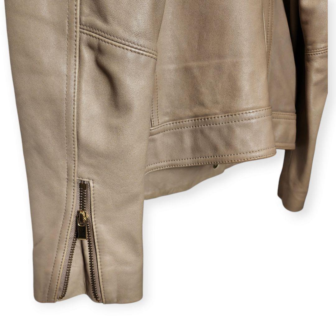 【ノーブル】レディース ダブル ライダースジャケット 羊革 ベージュ 40(L)