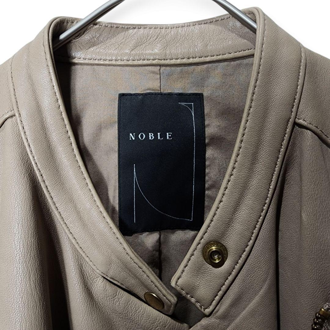 【ノーブル】レディース ダブル ライダースジャケット 羊革 ベージュ 40(L)
