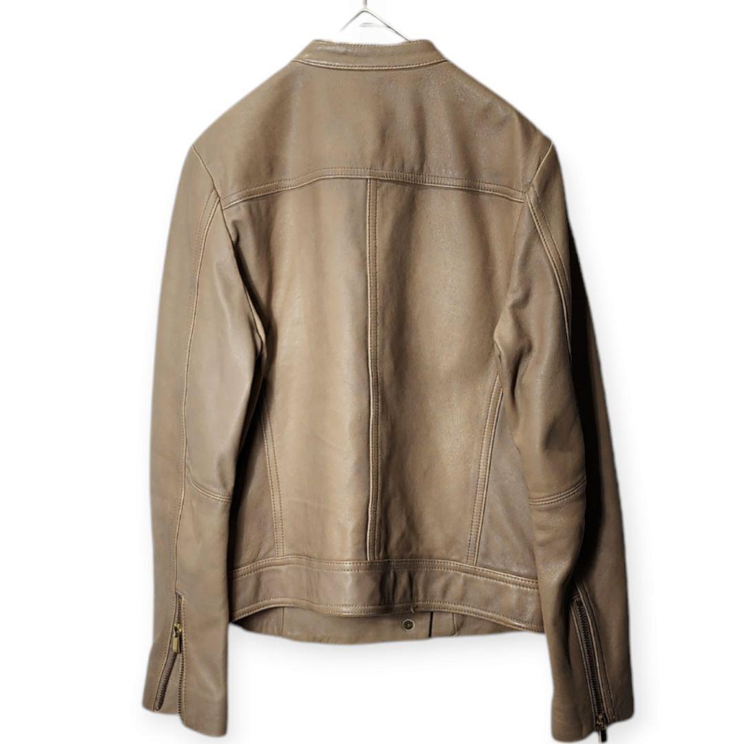 【ノーブル】レディース ダブル ライダースジャケット 羊革 ベージュ 40(L)