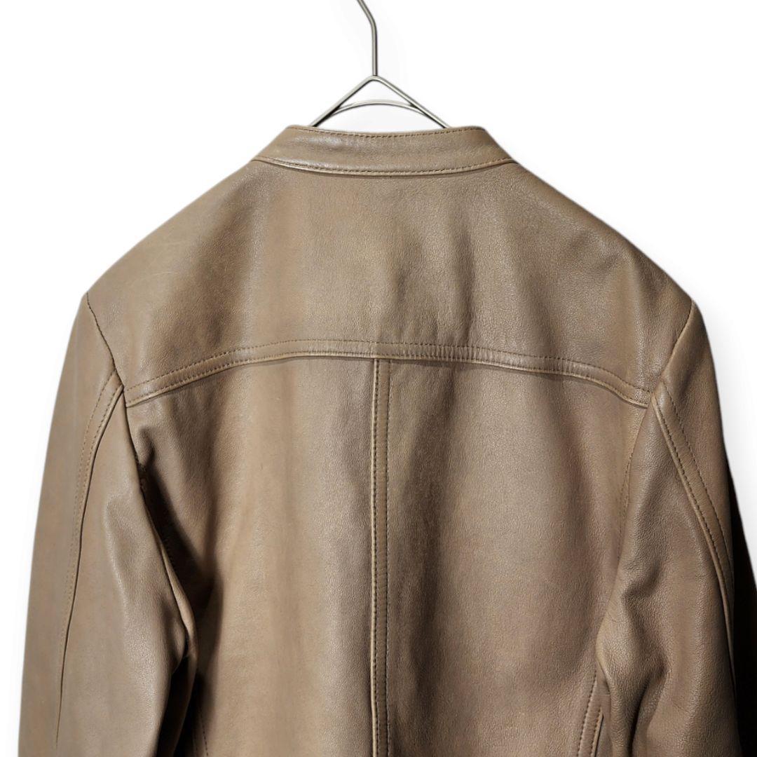 【ノーブル】レディース ダブル ライダースジャケット 羊革 ベージュ 40(L)