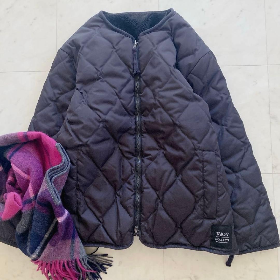 タイオン×ノーリーズ　ミリタリーリバーシブルショートダウン 黒